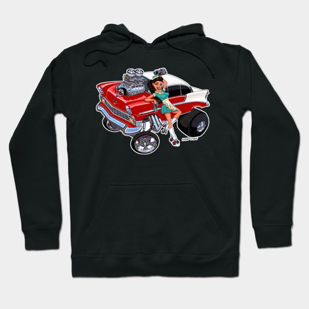 FAST FOOD red 1956 Chevy Bel Air Hoodie by vincecrain